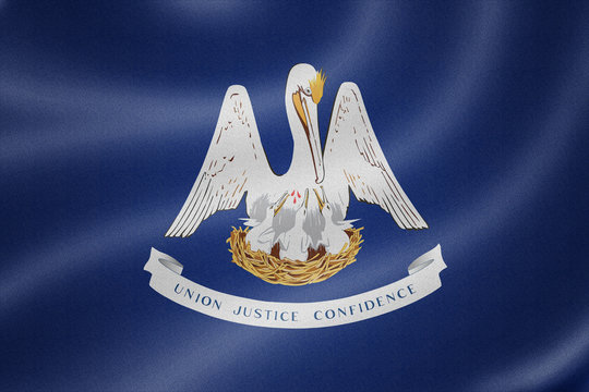Louisiana flag on the fabric texture background