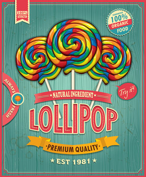 Vintage Lollipop Candy Poster Design