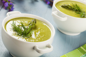 Delicious soup with asparagus.