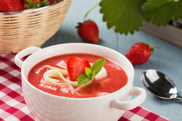 Home made soup with strawberries.