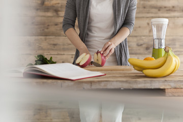 Women have cut the material of fruit juice