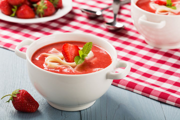 Home made soup with strawberries.