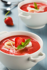 Home made soup with strawberries.
