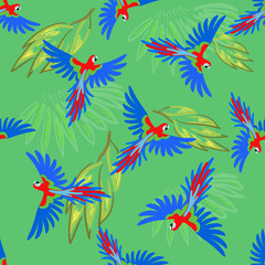 Macaw parrot seamless pattern