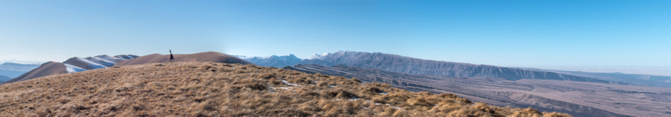 The Caucasus mountain range. The highest point, the peak. Panora