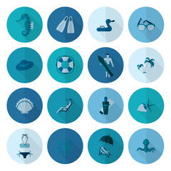 Summer and Beach Simple Flat Icons