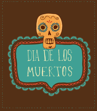 print - mexican skull, day of the dead