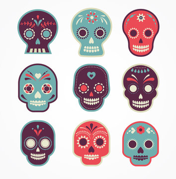 skull set, Mexican day of the dead