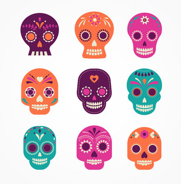 skull set, Mexican day of the dead