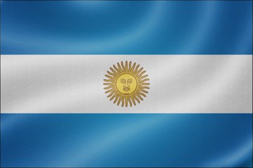 Argentina flag on the fabric texture background