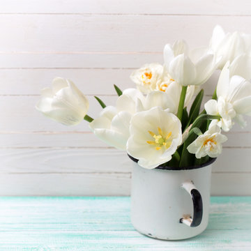 Background with  white tulips