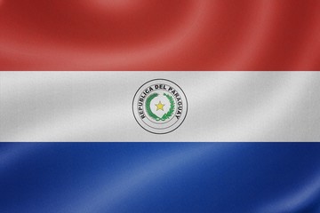 Paraguay flag on the fabric texture background