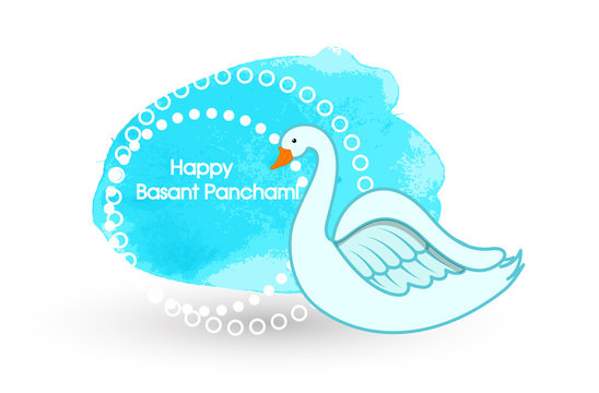 Happy Basant Panchami Greeting - Swan