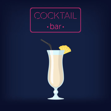 Pina Colada Cocktail Illustration