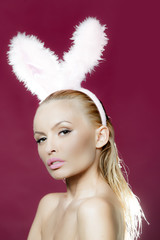 Sensual blonde with bunny ears