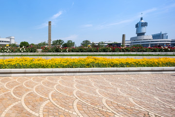 urban building with cement floor raod