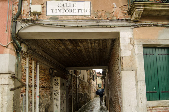Tintoretto Road, Venice in the rain