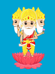 Hindu God Brahma - Cartoon style