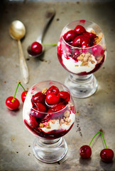 dessert with cherry