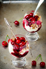 dessert with cherry