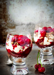 dessert with cherry