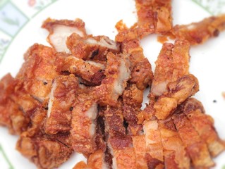 Fried pork in a dish