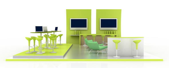 Empty three dimensional booth, original models.