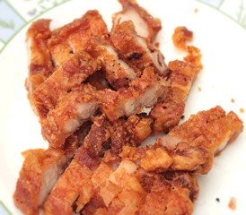Fried pork in a dish