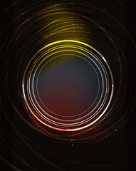 Glowing circle in dark space