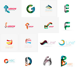 Set of universal company logo ideas, business icon collection