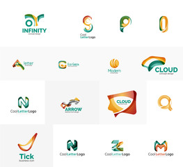 Set of universal company logo ideas, business icon collection