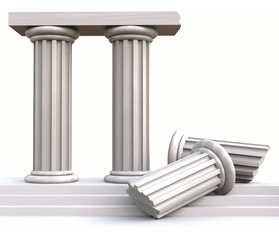3D ancient column group broken