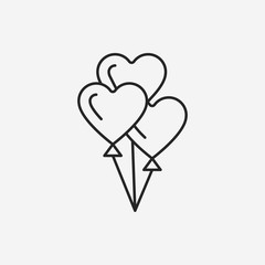 Fototapeta na wymiar heart balloon line icon