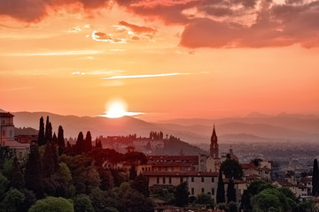 Setting sun view from Piazza Michelangelo, Italy, Florence