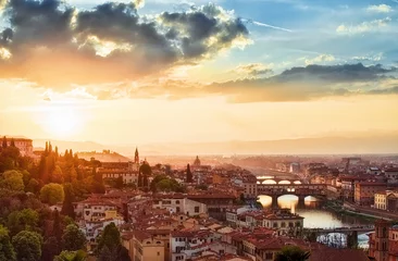 Foto op Canvas Florence, Ponte Vecchio at sunset from Piazza Michelangelo © evgo