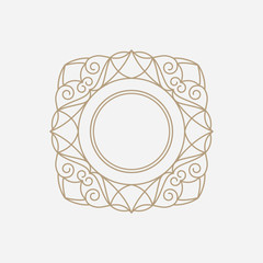 Vector mono line frame. Elegant monogram design template.