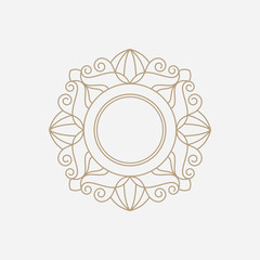 Vector mono line frame. Elegant monogram design template.