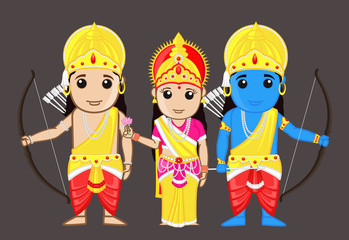 Lord Rama with Mata Sita and Brother Laxman