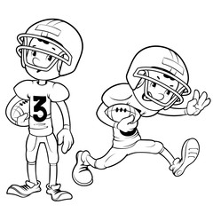 American football player outlined on a white background