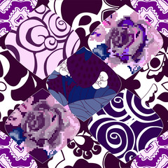 seamless patchwork pattern with  flowers