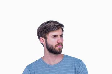 Sad handsome man looking away 