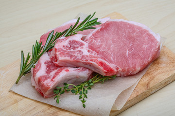 Raw pork steak