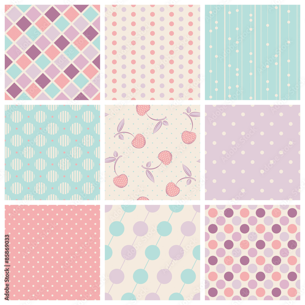 Aufkleber set of seamless patterns