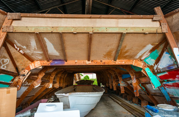 Boat hand made construction workshop 