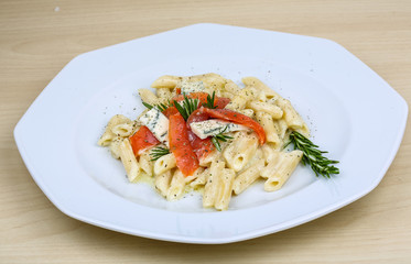 Penne with salmon