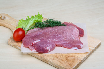 Raw pork schnitzel