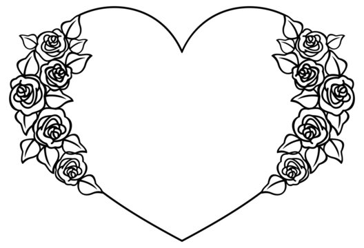 Heart-shaped silhouette frame with roses