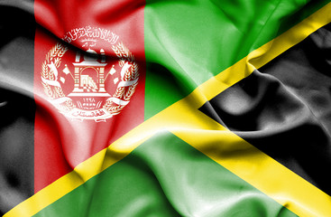 Waving flag of Jamaica and Afghanistan