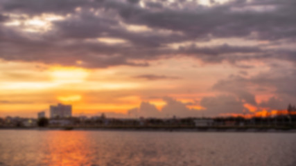 Sunset over the city soft focus