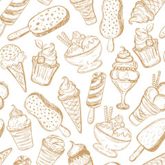 seamless pattern, hand-drawn ice cream - 85871473